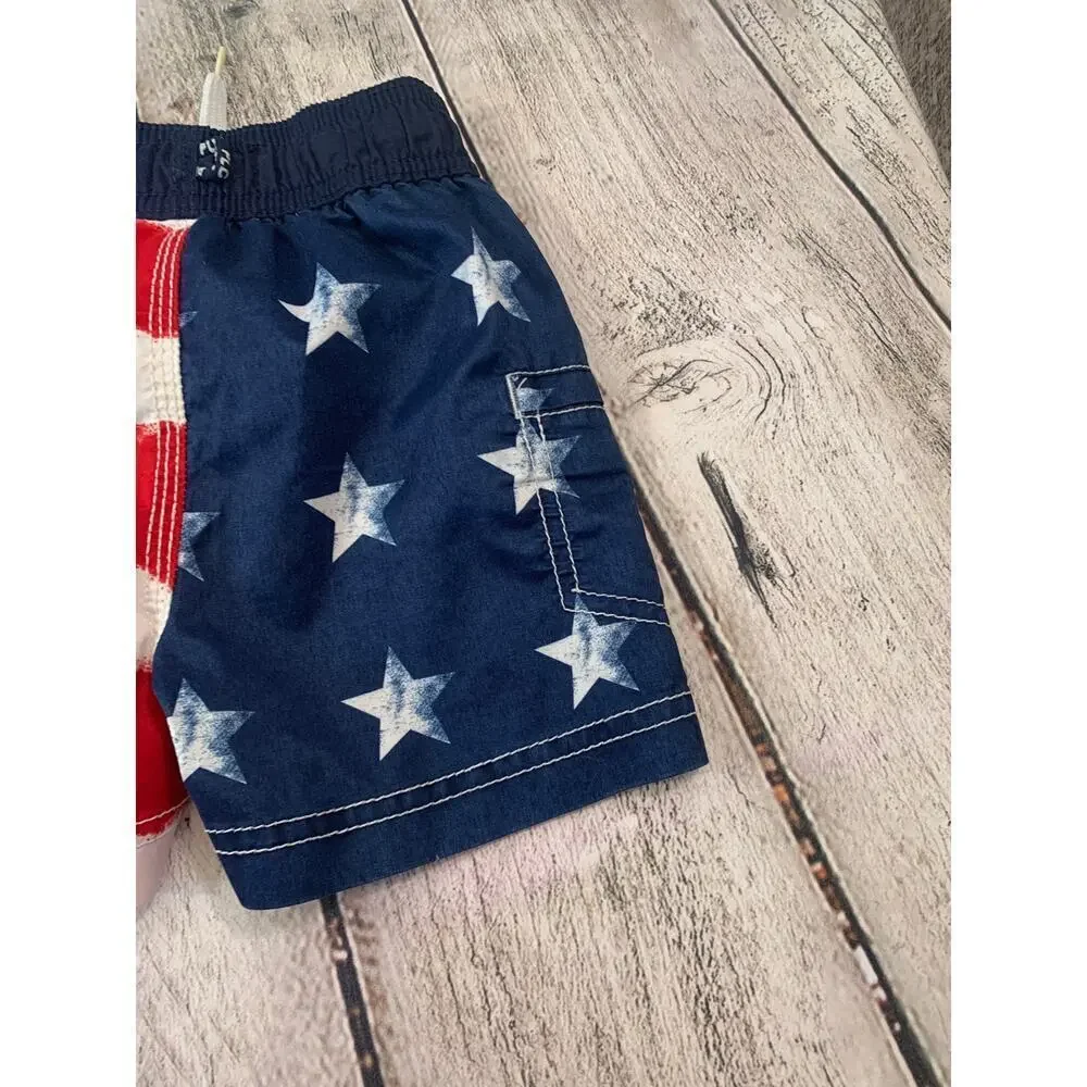 THE CHILDREN’S PLACE Boy’s Drawstring Patriotic Swim Trunks / Size: 6-9 Months